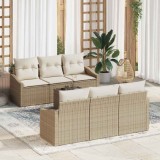 VidaXL Set de canapele pentru grădină 7 pcs Bej, crem 55 x 55 x 37 cm