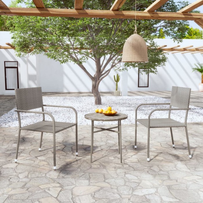 Gossi set mobilier de gradina, 3 piese, gri, poliratan