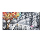 Tablou pictat manual living, Impreuna pentru totdeauna, 120x60cm ulei pe panza in cutit efect 3D, gata de expus pe perete