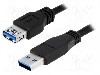 Cablu USB A mufa, USB A soclu, USB 3.0, lungime 2m, negru, LOGILINK - CU0042