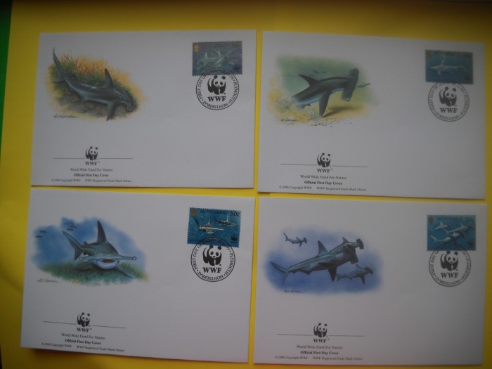 HOPCT PLIC FDC S NR 255 SET 4 FDC FAUNA-RECHINUL MARE CAP DE CIOCAN-1999 MONTSERRAT
