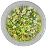 Paiete 1mm &icirc;n pulbere - hexagoane verzi-aurii, INGINAILS