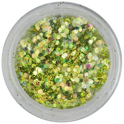 Paiete 1mm &icirc;n pulbere - hexagoane verzi-aurii