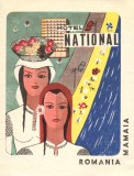 Romania anii 60-70 - Vigneta de bagaje Hotel NATIONAL din Mamaia, ONT Carpati, eticheta hoteliera, promovare turistica