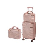 Set Valize Leziter TraveLux Urban XII 3 Piese ABS Roz-Auriu, Valiza Cabina 55x40x20 cm, Roti 360, Incuietoare Cod