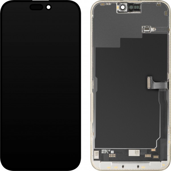 Display cu Touchscreen MP compatibil cu Apple iPhone 15 Pro Max, cu Rama, Versiune Soft OLED IC Movable 120Hz FHD, Negru