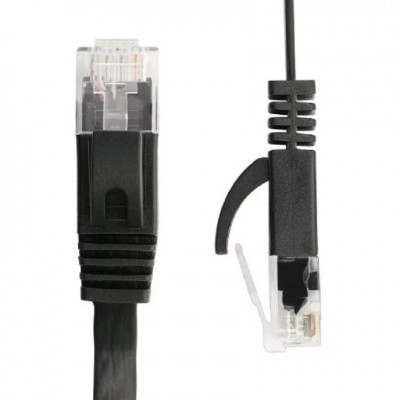 Cablu retea cat6 Plat ACTIVE, 10M, UTP, negru, mufat 2 x rj45 cat.6 foto