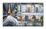 Cumpara ieftin Tablou pictat manual, Peisaj de noapte in Paris, 100x60cm ulei pe panza in cutit efect 3D
