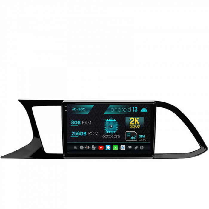 Navigatie Seat Leon 3 (2014-2020), Android 13, X-Octacore 8GB RAM + 256GB ROM, 9.5 Inch - AD-BGX9008+AD-BGRKIT047