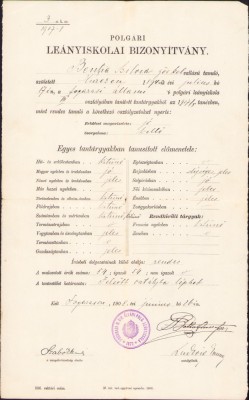 HST A1906 Certificat școlar 1908 Făgăraș elevă rom&amp;acirc;ncă ortodoxă foto