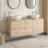 Cumpara ieftin Set dulap baie 3 buc. Stejar Sonoma 129 x 35 x 80 cm