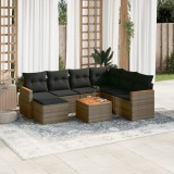 vidaXL Set canapele de grădină cu perne, 8 piese, gri, poliratan 3258616