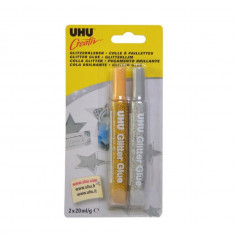 Lipici decorativ cu sclipici UHU Creativ Glitter Glue, 2x20ml