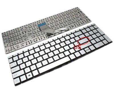 Tastatura HP Argintie Pavilion 15-DA layout US fara rama enter mic, Pavilion 15-DB layout US fara rama enter foto