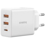 Incarcator retea Baseus Cube, Quick Charge 30W, 1 x USB Type-C Output 5V/3A, 2 x USB, alb