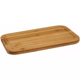 Placa, suport din bambus pentru taiat paine, cu sant pentru firimituri, 33 x 23 x 1.9 cm, bambus, Kinghoff