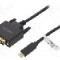Cablu DVI-D (24+1) tata, la USB type C, tata, lungime 3m,negru, LOGILINK, UA0332, T146001