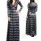 Rochie Maxi Seara, Maneci Lungi, Negru cu Cenusiu, Fabricata In SUA
