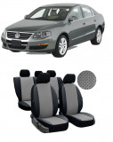 Set huse scaun piele perforata VW Passat B6 (2005-2010) Negru+Gri