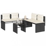 Cumpara ieftin Gossi set mobilier de gradina cu perne, 4 piese, negru, poliratan