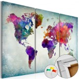 Cumpara ieftin Tablou din plută - World in Colors [Cork Map] 120x80 cm