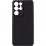 Husa Compatibila cu Samsung Galaxy S21 Ultra ApcGsm Silicon Fibra Carbon Negru
