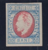 1872 LP 34 CAROL I CU BARBA 50 B IMPRES. DEFECTUOASA POINCON R.ZOSCSAK SARNIERA