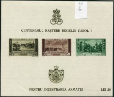 1939-1940 , Lp 134 , Centenarul nasterii Regelui Carol , colite nedantelate MNH