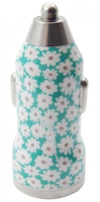 Incarcator auto Trendz Bullet Ditsy Floral, 2.1 A, port USB + cablu USB / microUSB, verde cu flori albe foto