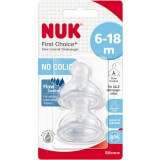 Tetina Nuk Frist Choice+, Silicon, 6-18 Luni, Orificiu Y Flux Variabil, Set 2Buc