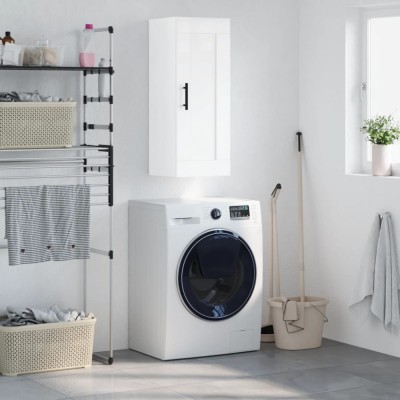 vidaXL Dulap de perete, alb extralucios, 34,5x34x90 cm, lemn prelucrat 830526 foto