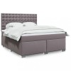 VidaXL Pat box spring cu saltea, gri, 180x200 cm, piele ecologică
