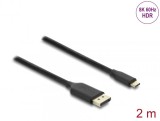 Cablu USB Type C la DisplayPort (DP Alt Mode) 8K60Hz cu HDR T-T 2m Negru, Delock 80165