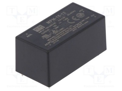 Convertor AC/DC 15W 12V 1,25A MEAN WELL foto