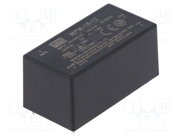 Convertor AC/DC 15W 12V 1,25A MEAN WELL
