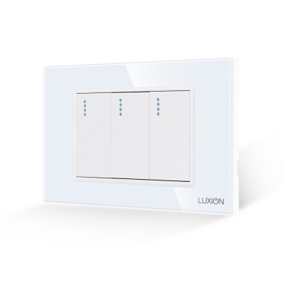 Intrerupator Triplu Mecanic LUXION cu Rama din Sticla, Standard Italian, 3M SmartElectro IntelligentHouse foto