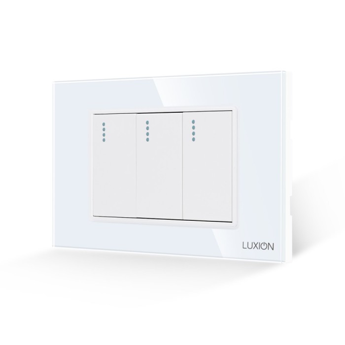 Intrerupator Triplu Mecanic LUXION cu Rama din Sticla, Standard Italian, 3M SmartElectro IntelligentHouse