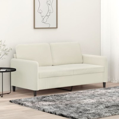 vidaXL Canapea cu 2 locuri, crem, 140 cm, catifea 359450 foto