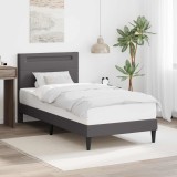 vidaXL Cadru de pat cu benzi LED Gri 100 x 200 cm Piele artificială 42028012