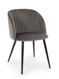 Cumpara ieftin Set 2 scaune catifea gri Queen 53x57x81.5 cm