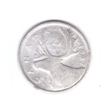 Moneda Canada 25 cents/centi 1937, uzata, curata, America de Nord, Argint