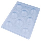 Forma ciocolata bomboane/praline jumatate zgariate, 3 parti, 8 cavitati, &Oslash;36x18mm