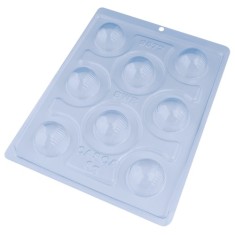 Forma ciocolata bomboane/praline jumatate zgariate, 3 parti, 8 cavitati, &Oslash;36x18mm