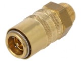 Conector rapid alamă cu supapă 15bar FPM