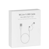 Cumpara ieftin Xiaomi Mi 2 in 1, Cablu de Date si Incarcare USB-C MicroUSB - USB Type C (30cm) - Alb