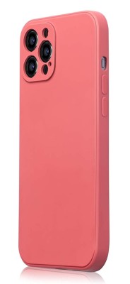 Husa din silicon compatibila cu iPhone 12 Pro Max, silk touch, interior din catifea cu decupaje la camere, Rosu deschis foto