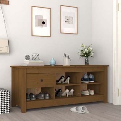 Dulap pentru pantofi, maro miere, 110x38x45,5 cm lemn masiv pin foto