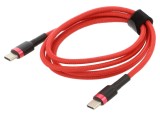 Cablu USB-C 1m roșu textil 60W