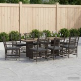 Cumpara ieftin Set dining pentru exterior 9 buc. Negru poliratan