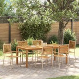 VidaXL Set dining grădină 7 pcs Bej 200 x 100 x 74 cm Lemn, Metal